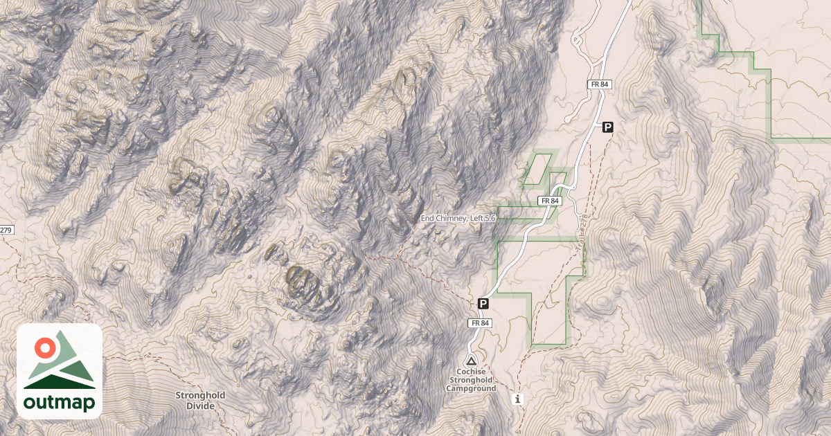 Map of End Chimney, Left