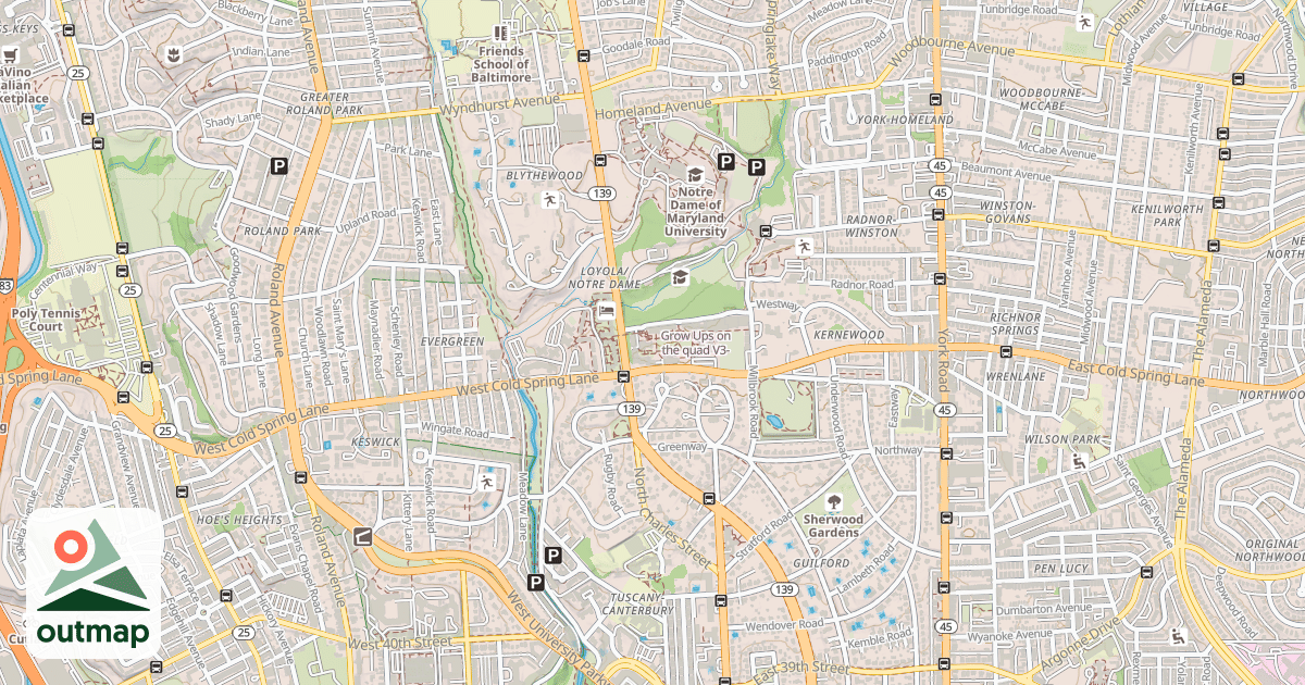 Map of Grow Ups on the quad in Baltimore