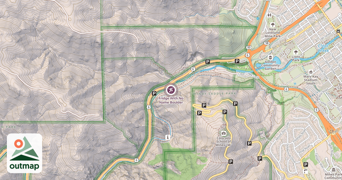 Map of Fridge With No Name Boulder