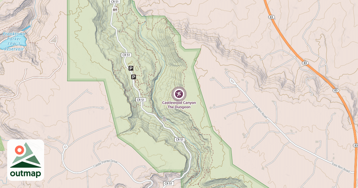 Map of Castlewood Canyon The Dungeon