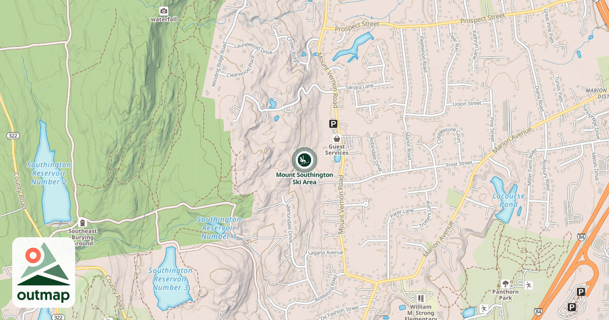 Map of Mount Southington Ski Area