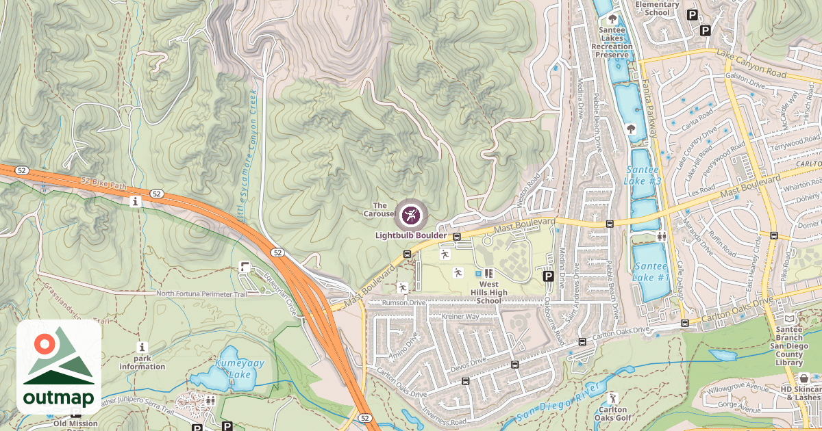 Map of Lightbulb Boulder