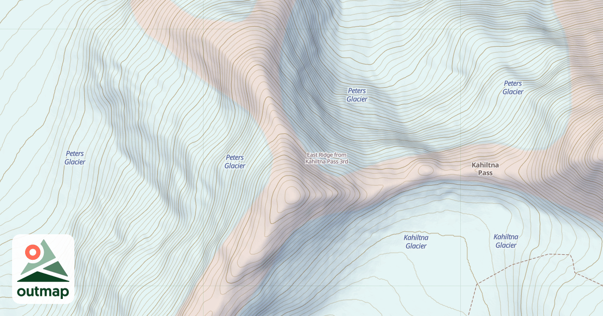 Map of East Ridge from Kahiltna Pass