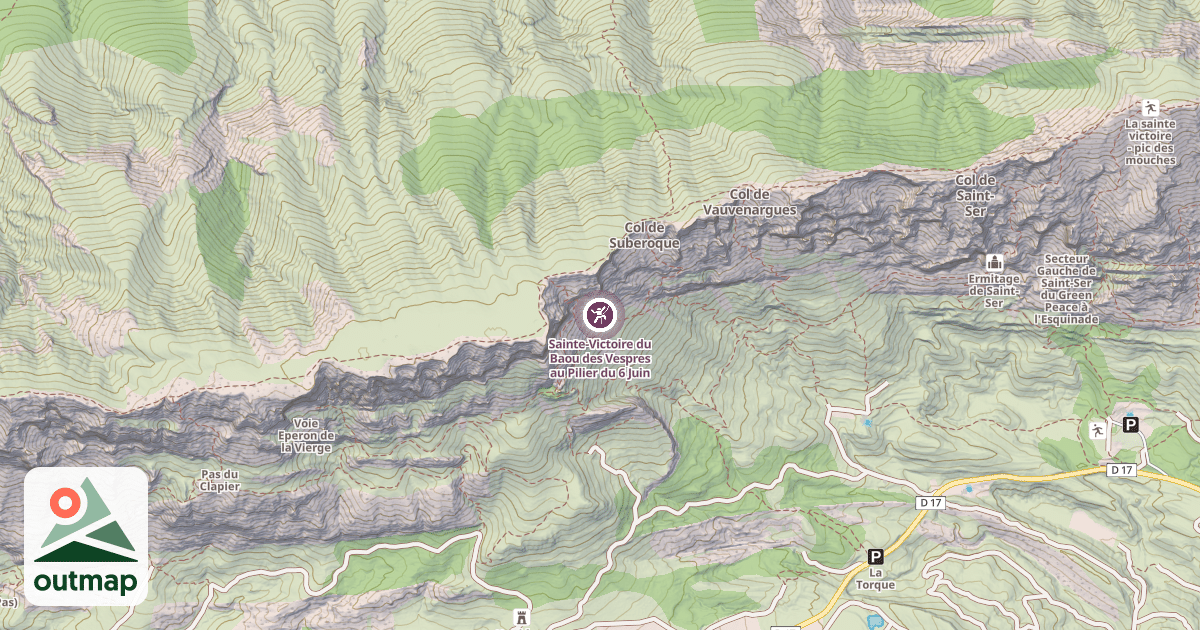 Map of Sainte-Victoire du Baou des Vespres au Pilier du 6 Juin