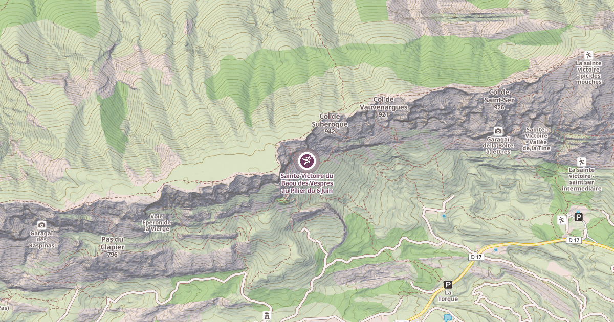 Map preview of Sainte-Victoire du Baou des Vespres au Pilier du 6 Juin