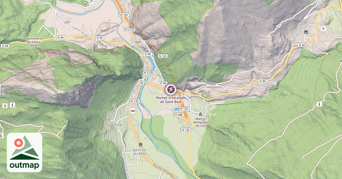 Map of Rocher d'escalade de Saint Béat