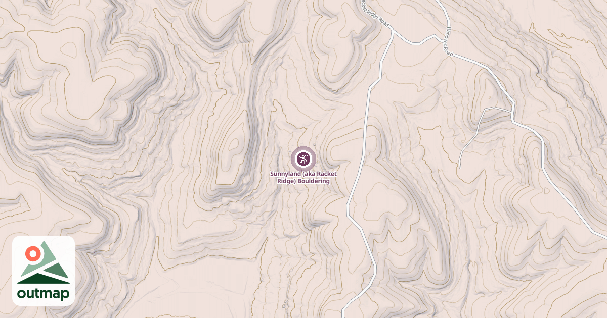 Map of Sunnyland (aka Racket Ridge) Bouldering