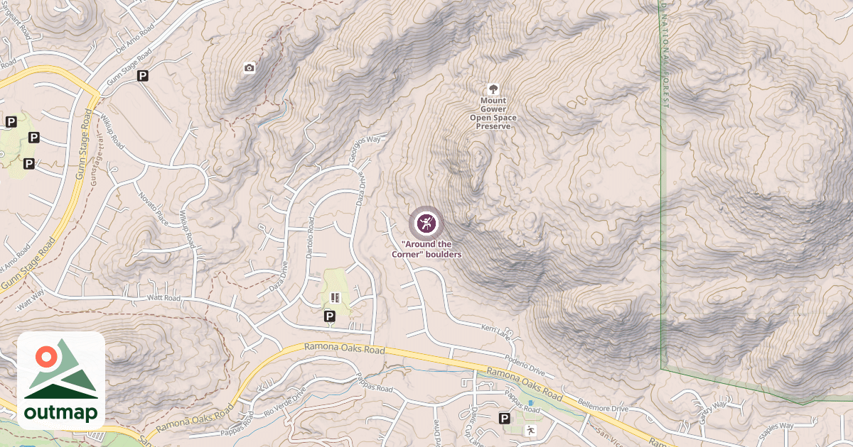 Map of "Around the Corner" boulders