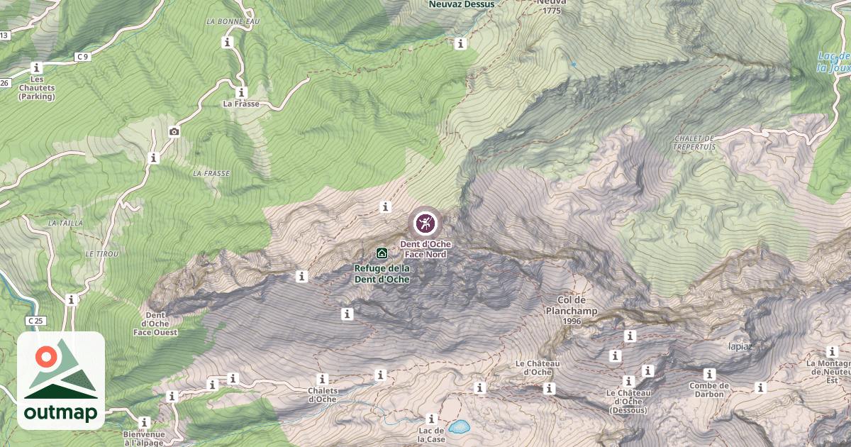 Map of Dent d'Oche Face Nord