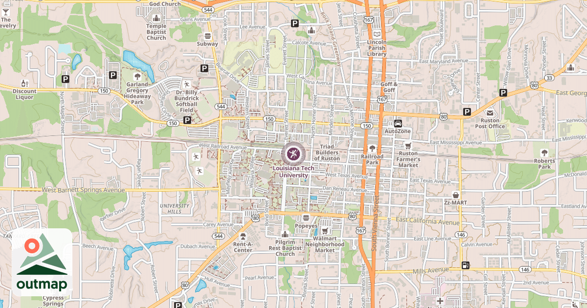 Map of Louisiana Tech University