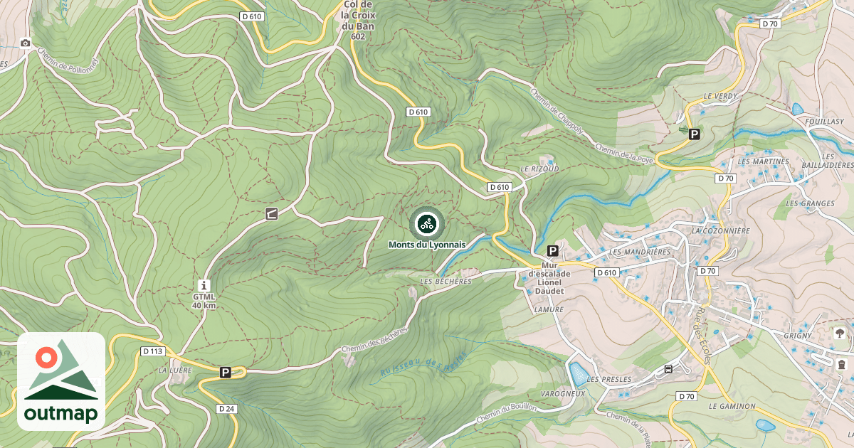 Map of Monts du Lyonnais