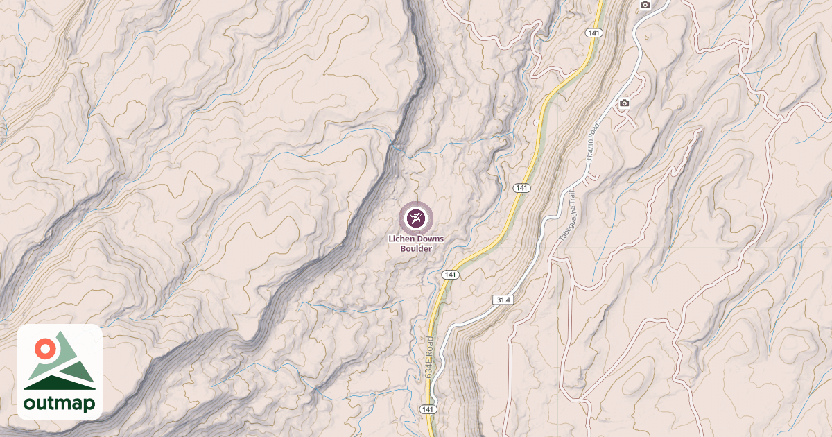 Map of Lichen Downs Boulder