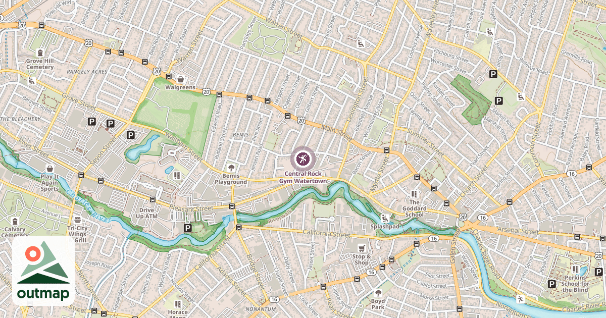 Map of Central Rock Gym Watertown