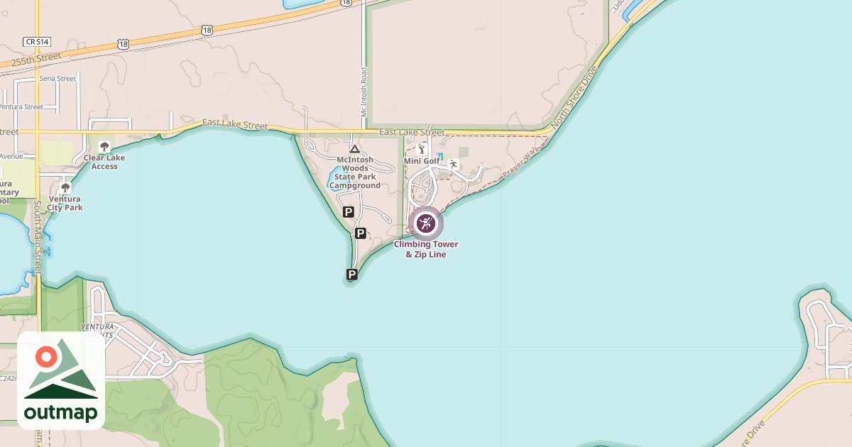 Map of Climbing Tower & Zip Line in Cerro Gordo