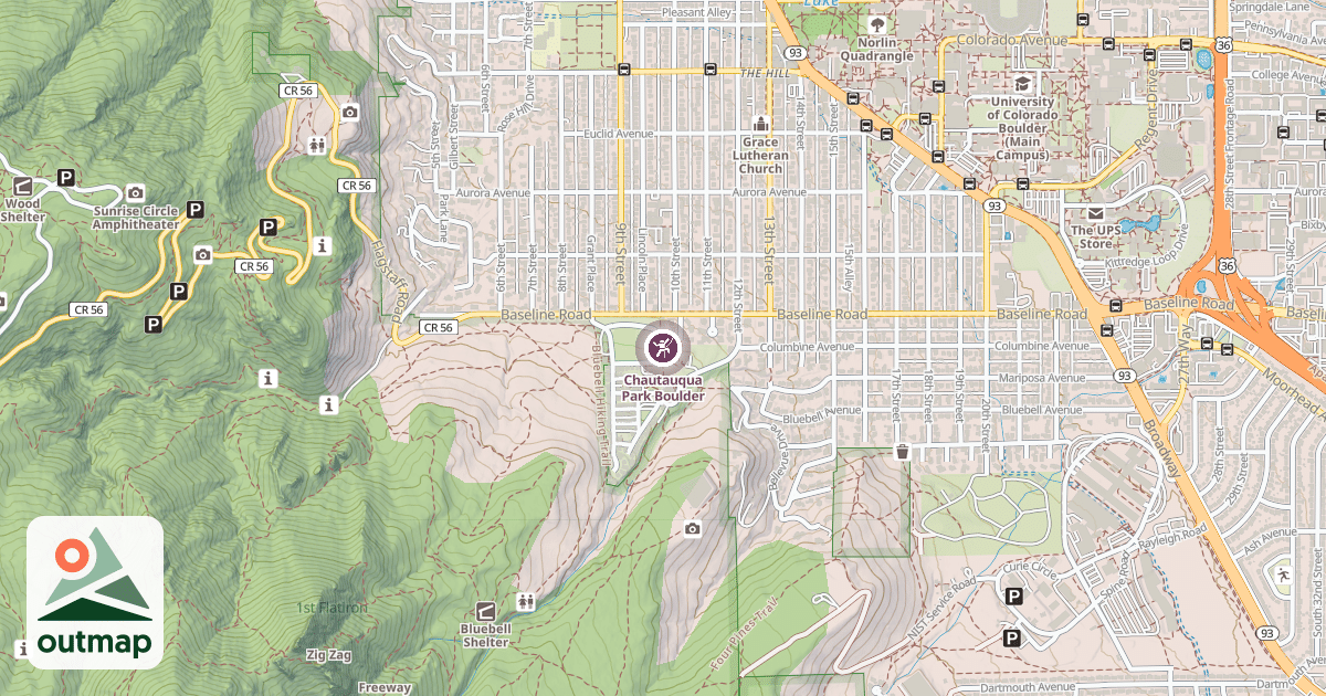 Map of Chautauqua Park Boulder