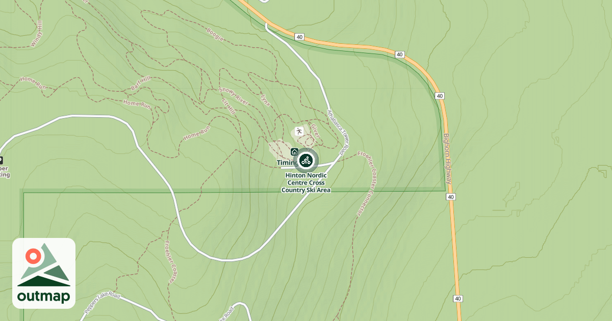 Map of Hinton Nordic Centre Cross Country Ski Area