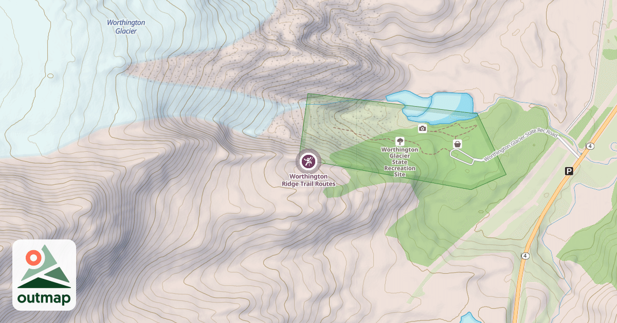 Map of Worthington Ridge Trail Routes