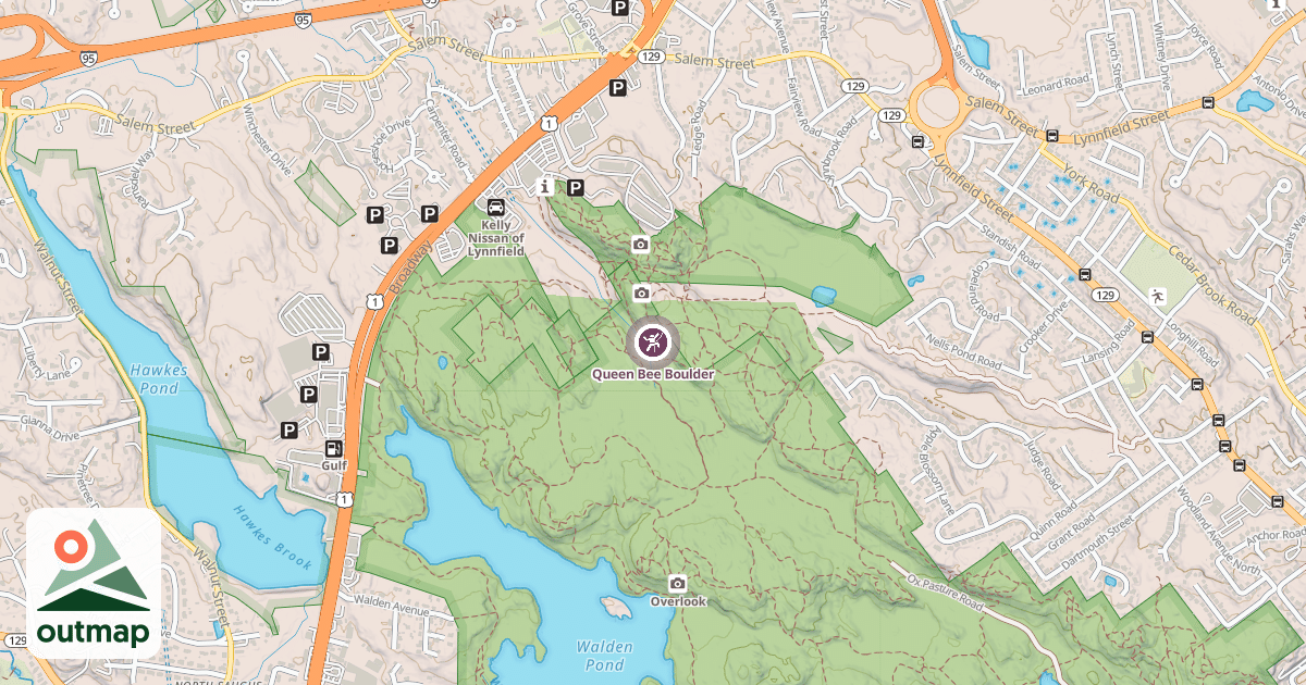 Map of Queen Bee Boulder