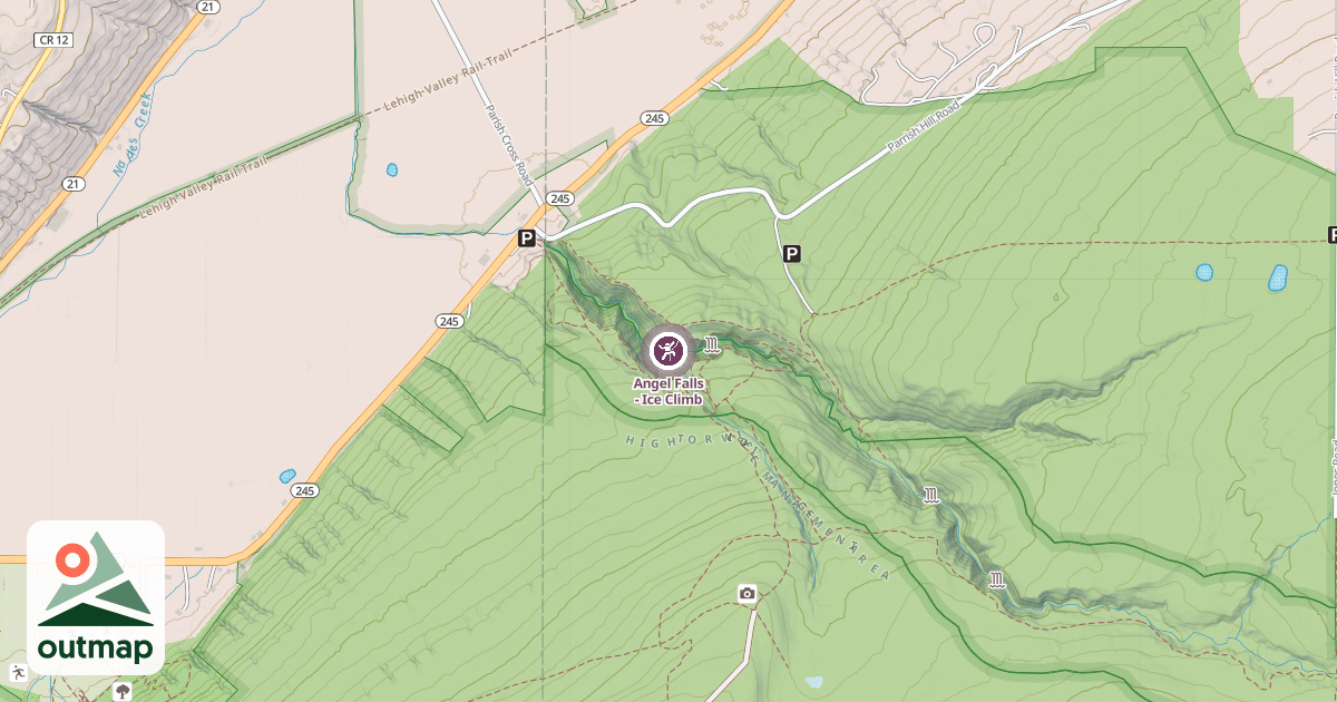 Map of Angel Falls - Ice Climb