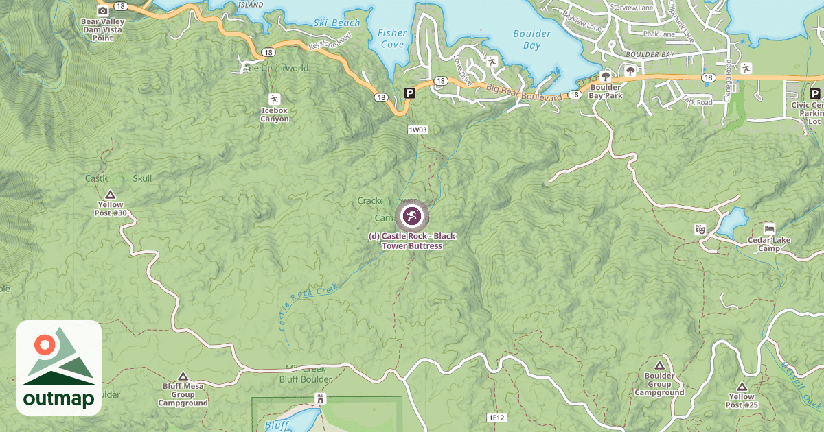 Map of (d) Castle Rock - Black Tower Buttress