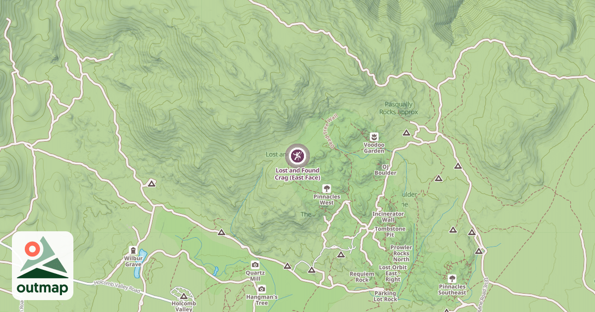 Map of Lost and Found Crag (East Face)