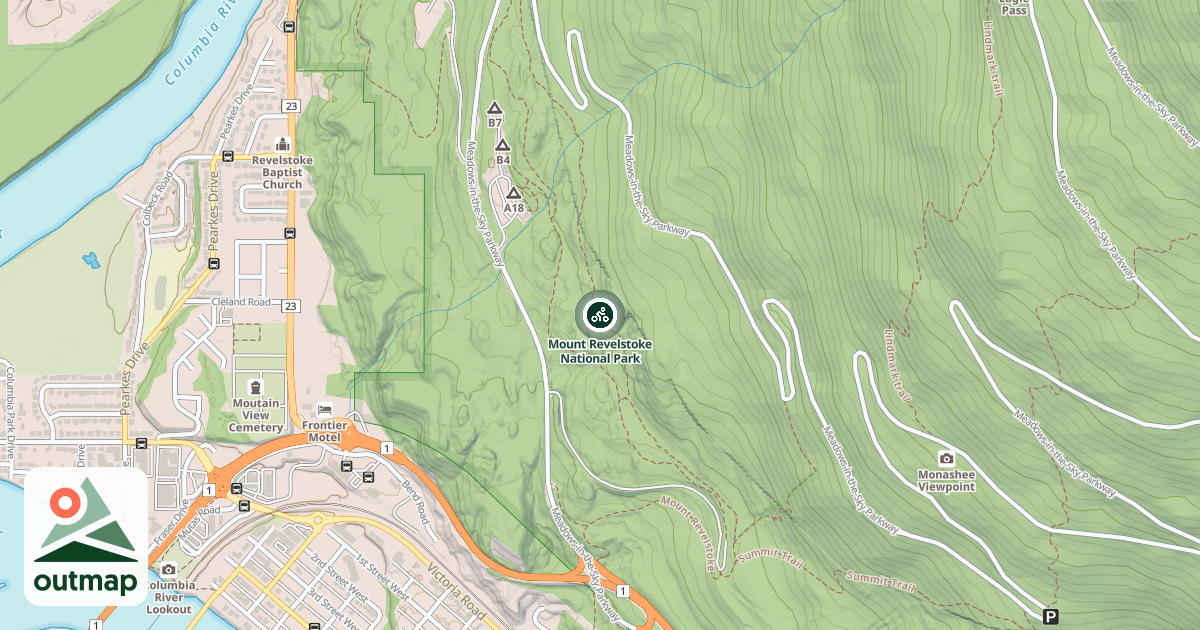 Map of Mount Revelstoke National Park
