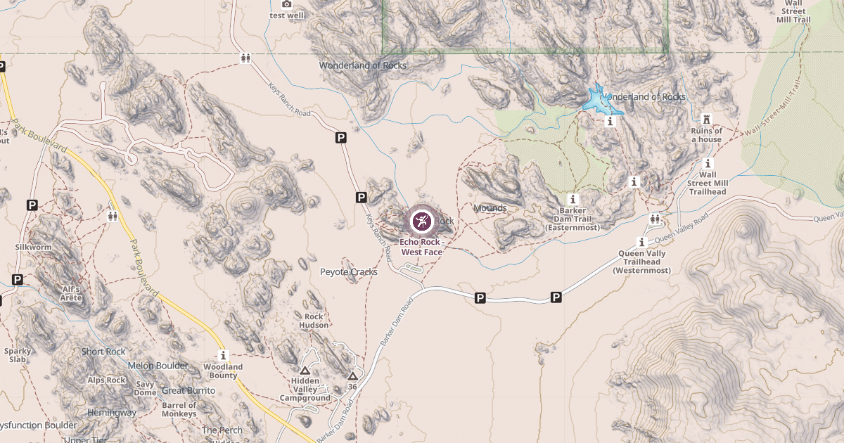 Map preview of Echo Rock - West Face