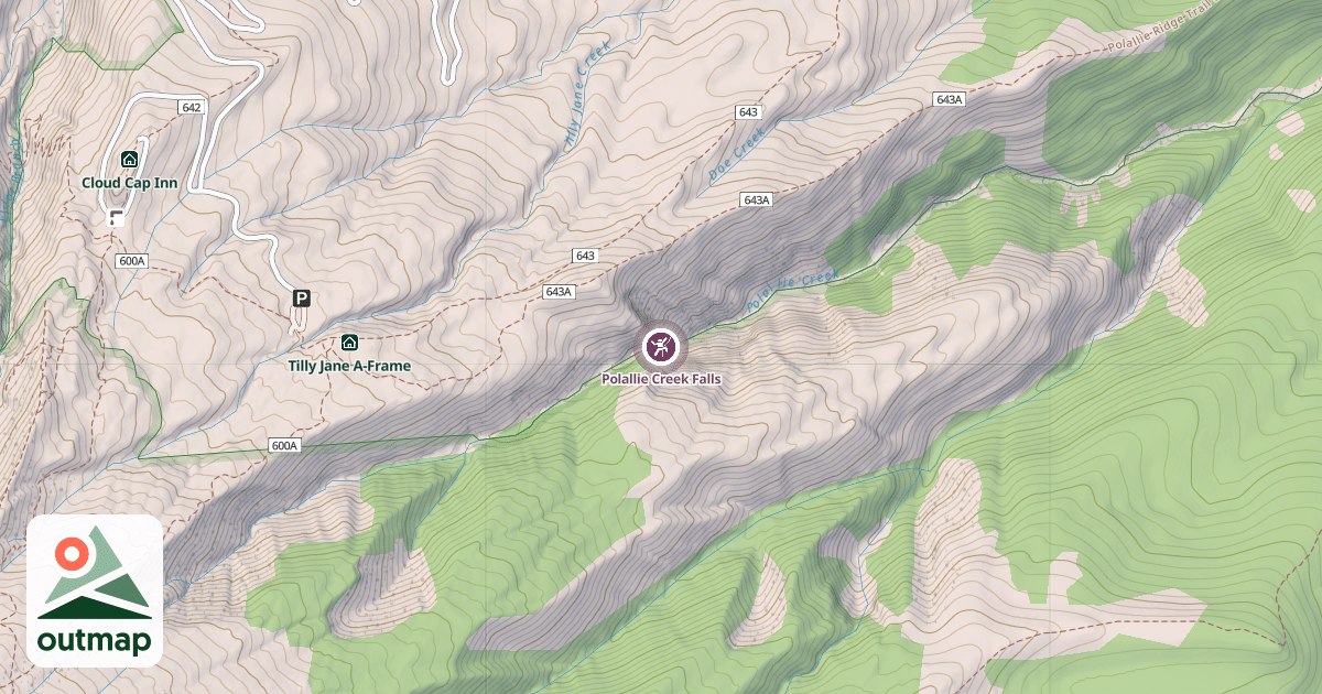 Map of Polallie Creek Falls