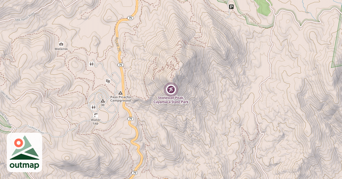 Map of Stonewall Peak, Cuyamaca State Park