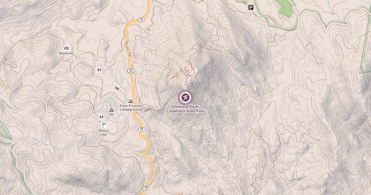Map preview of Stonewall Peak, Cuyamaca State Park