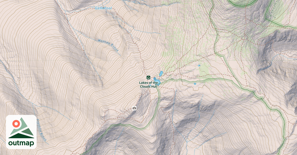 Map of Lakes of the Clouds Hut