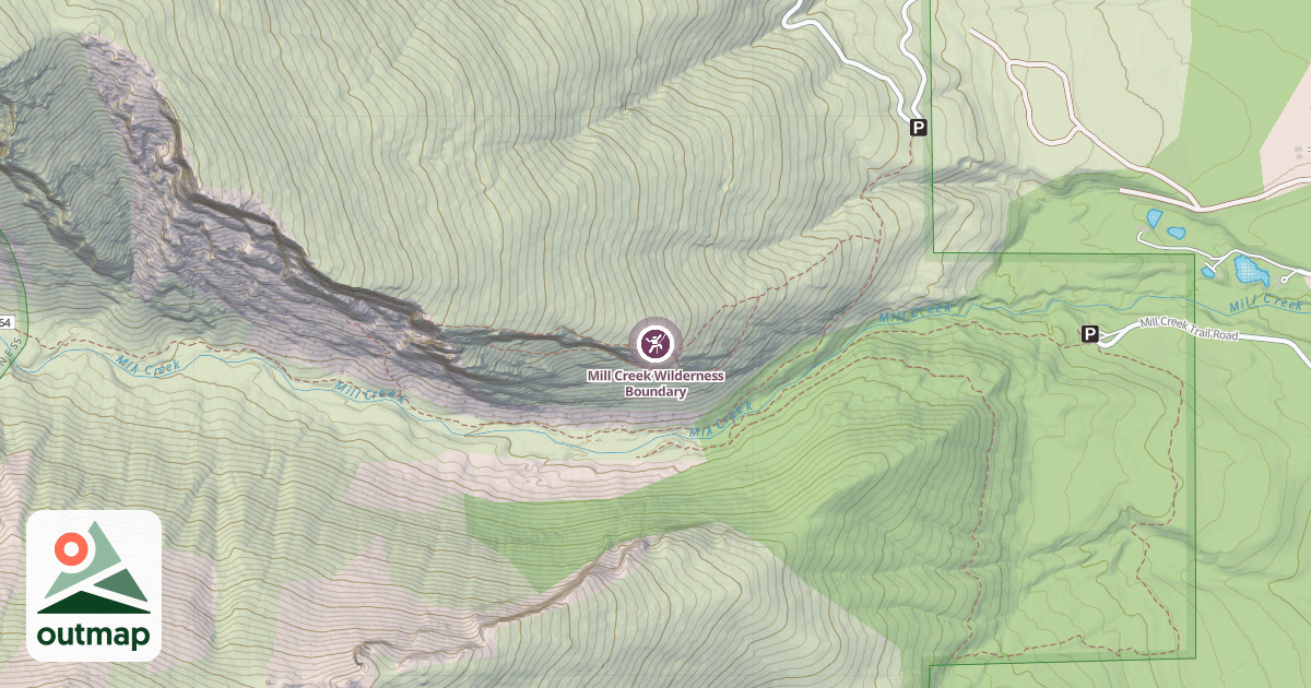 Map of Mill Creek Wilderness Boundary