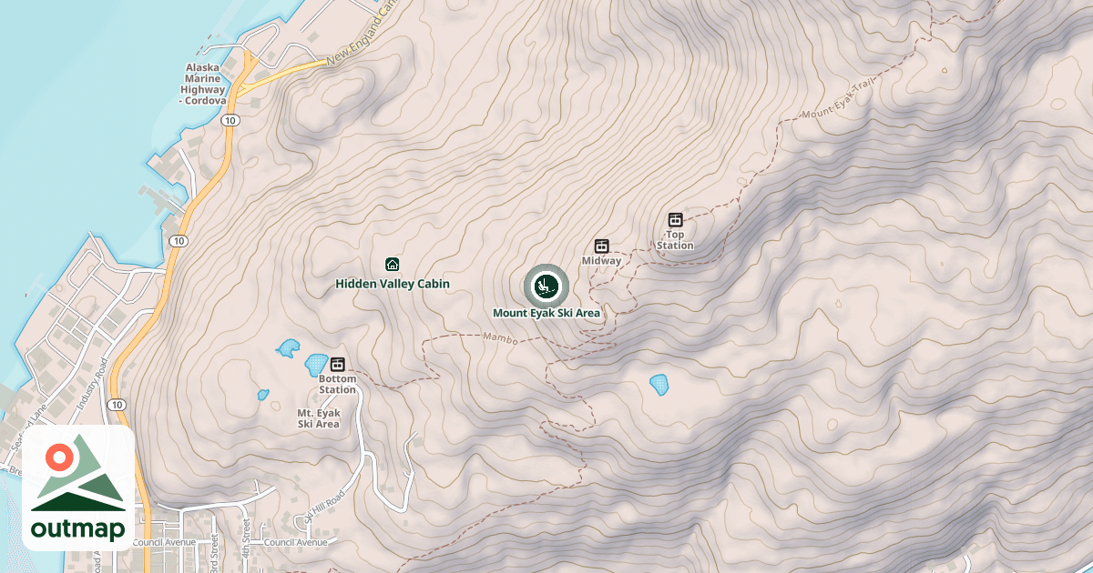 Map of Mount Eyak Ski Area