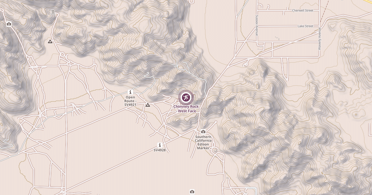 Map preview of Chimney Rock - West Face
