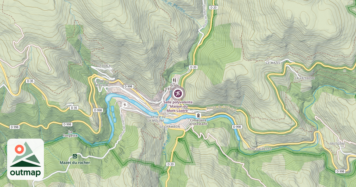 Map of Salle polyvalente "Maison du Mont Lozère"
