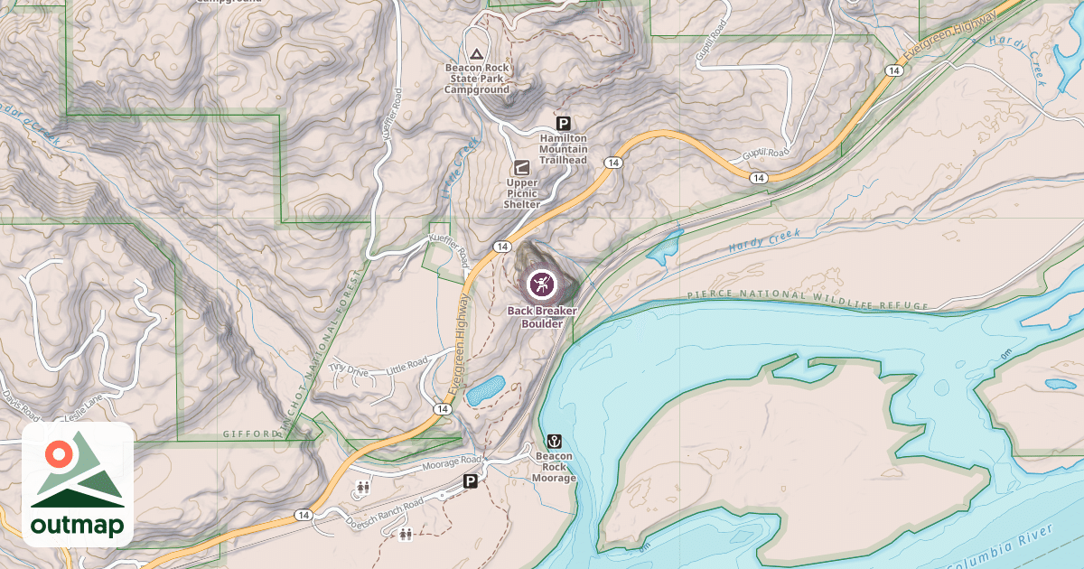 Map of Back Breaker Boulder