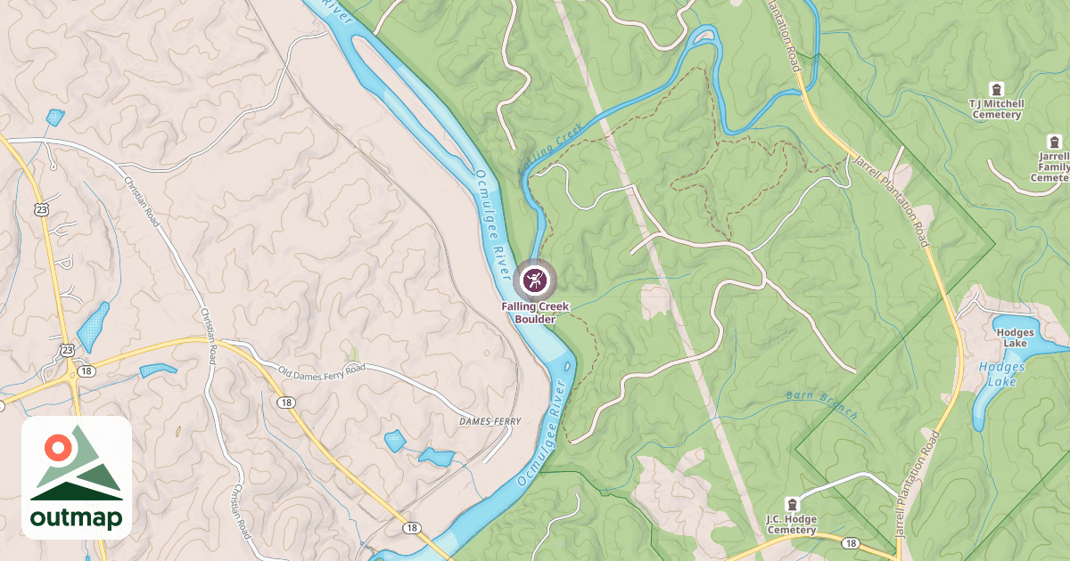 Map of Falling Creek Boulder