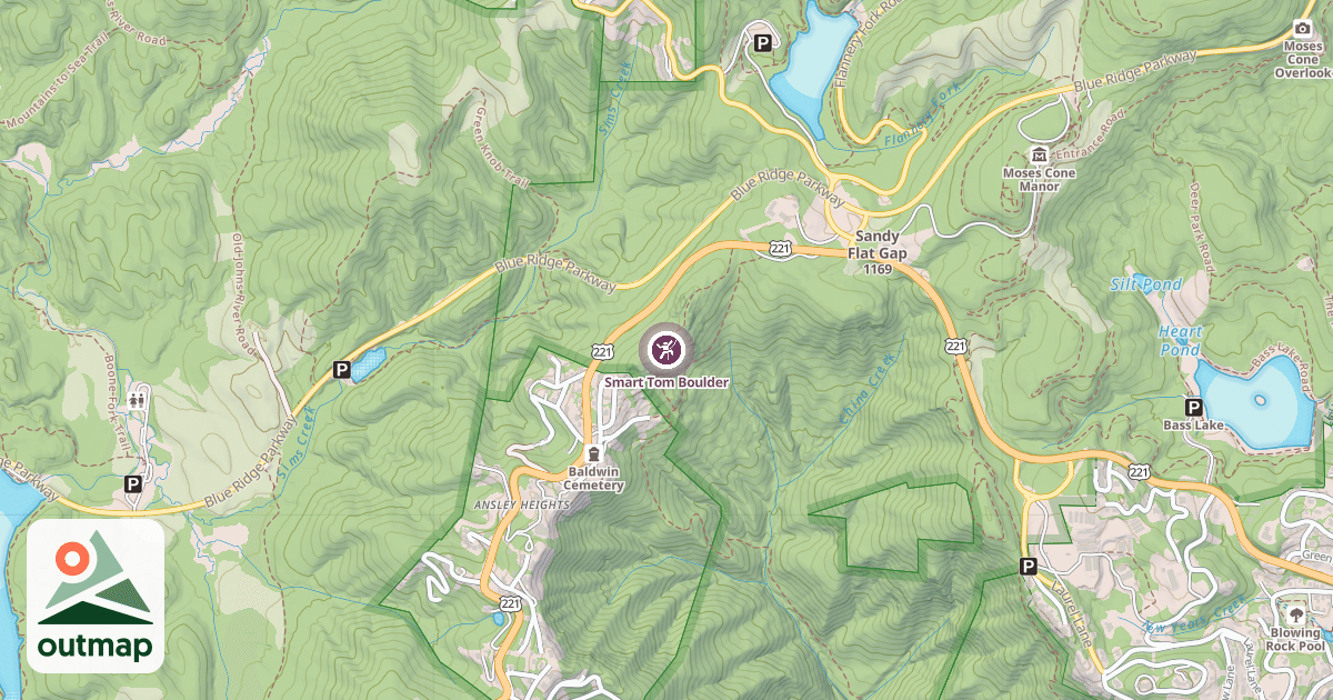 Map of Smart Tom Boulder