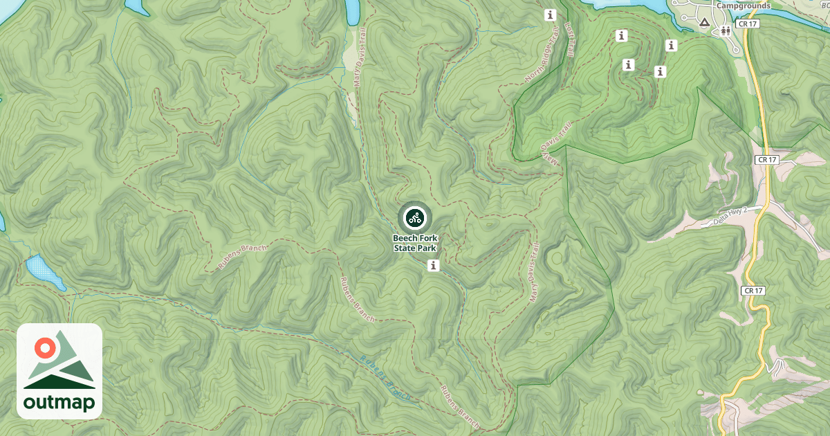 Map of Beech Fork State Park