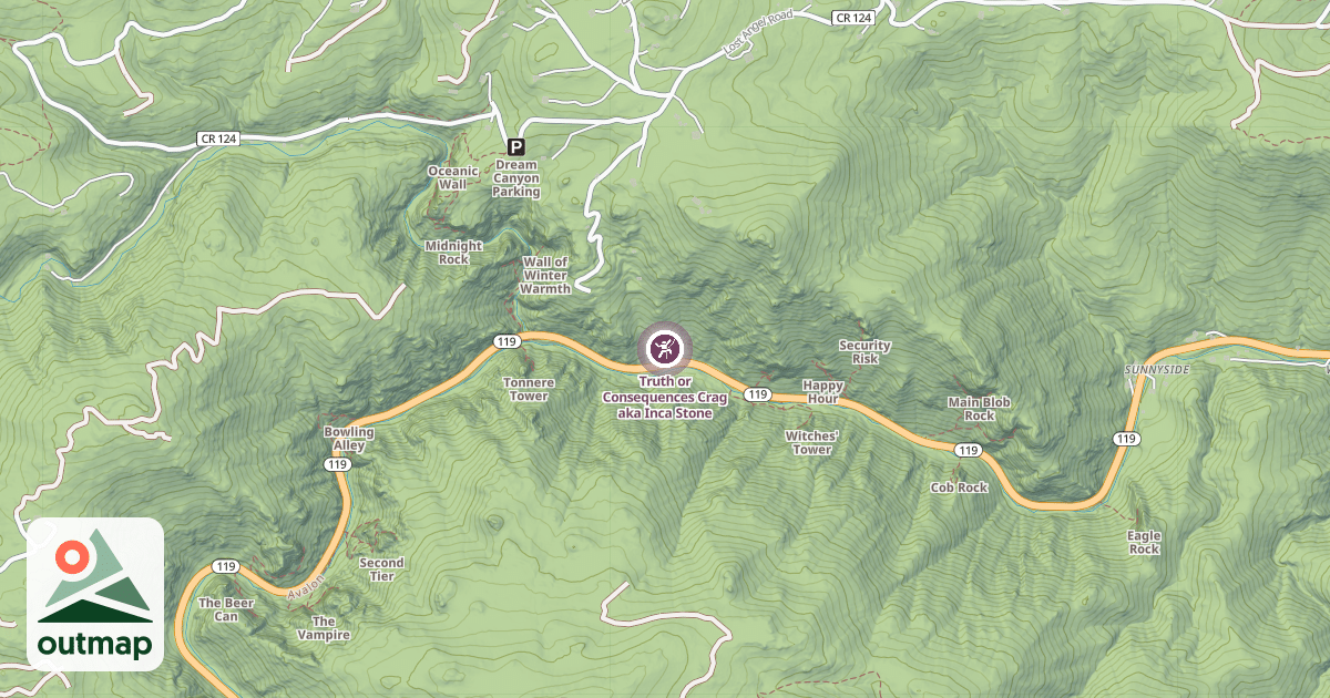 Map of Truth or Consequences Crag aka Inca Stone