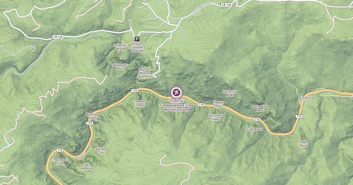 Map preview of Truth or Consequences Crag aka Inca Stone