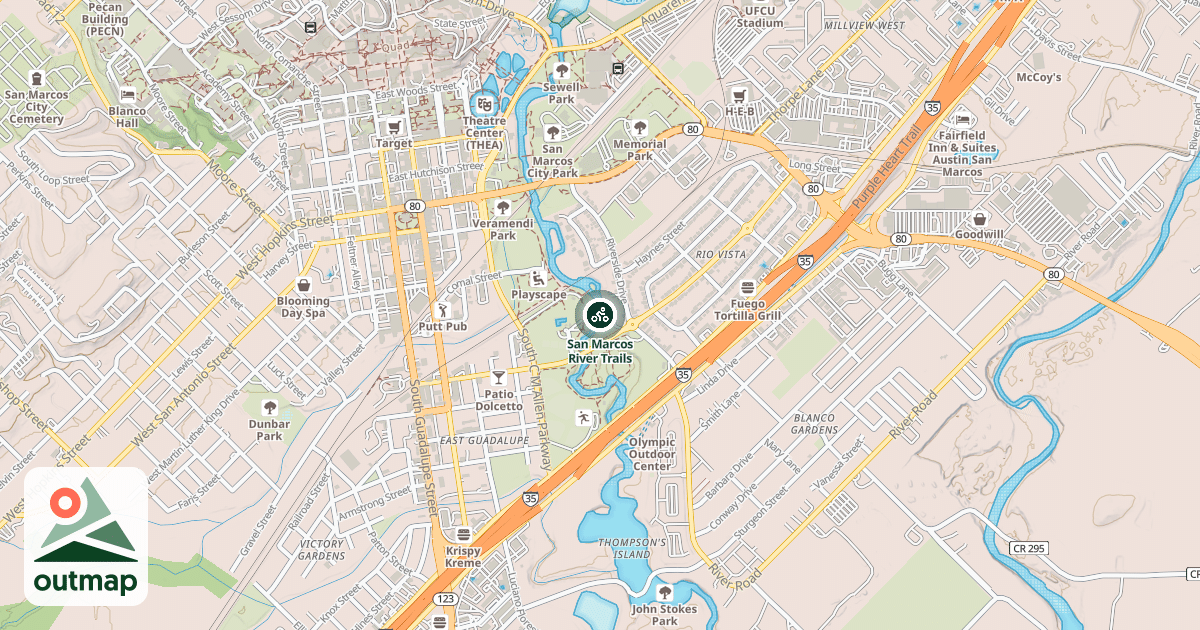 Map of San Marcos River Trails