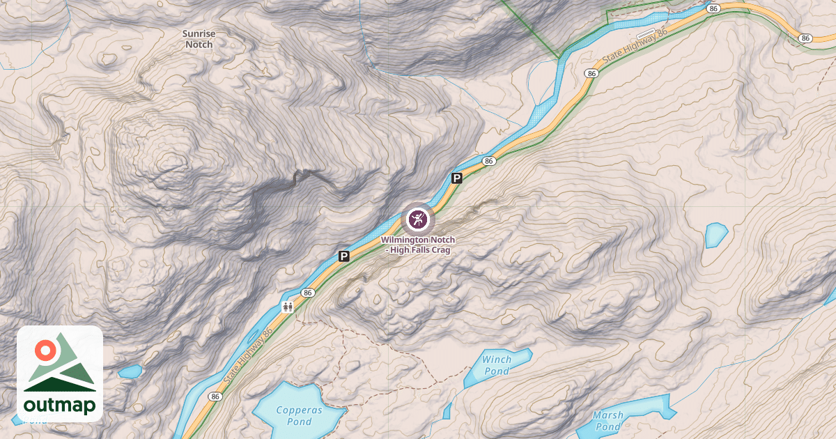 Map of Wilmington Notch - High Falls Crag