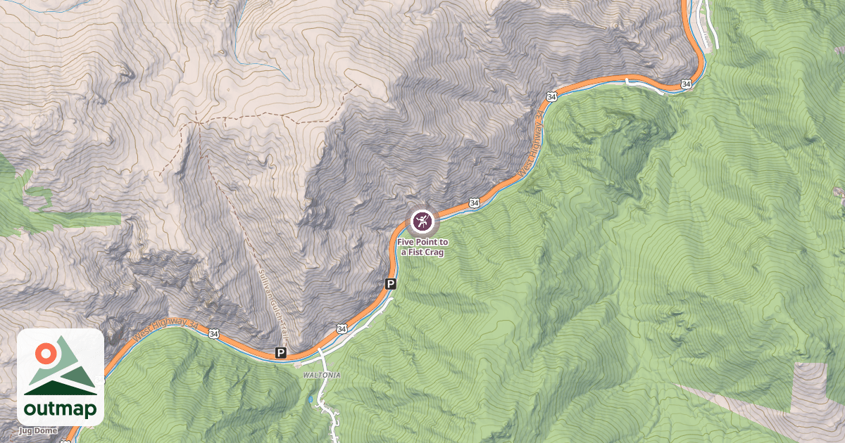 Map of Five Point to a Fist Crag
