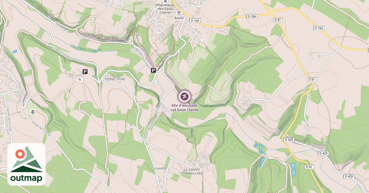 Map of Site d'escalade Les Eaux Claires