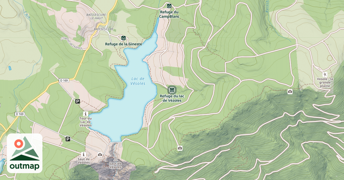 Map of Refuge du lac de Vézoles