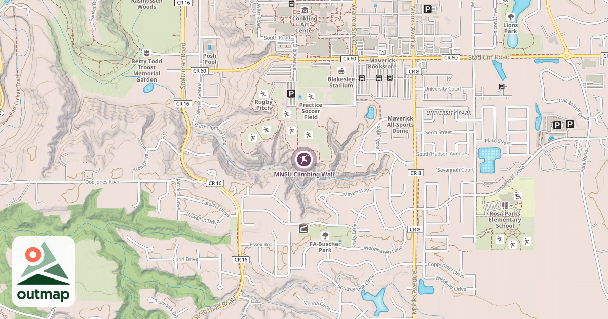 Map of MNSU Climbing Wall