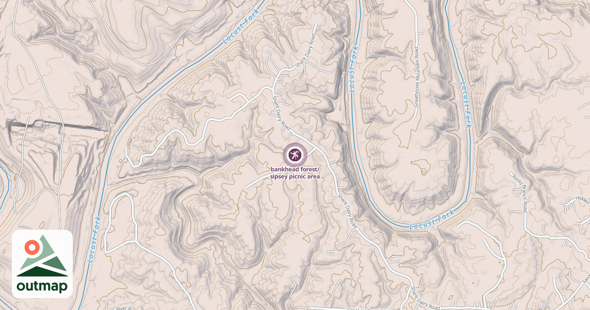 Map of bankhead forest/sipsey picnic area