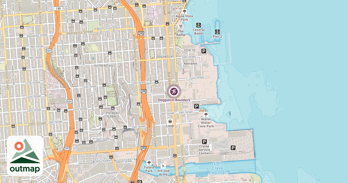Map of Dogpatch Boulders