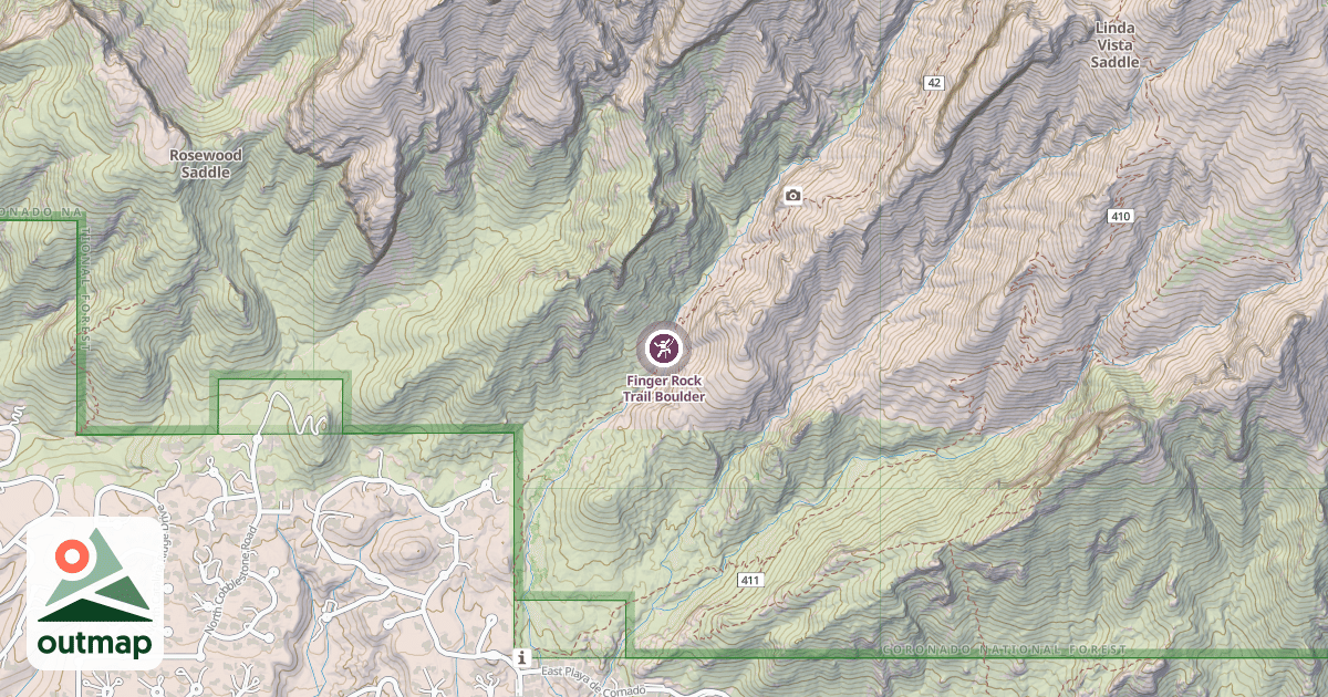 Map of Finger Rock Trail Boulder